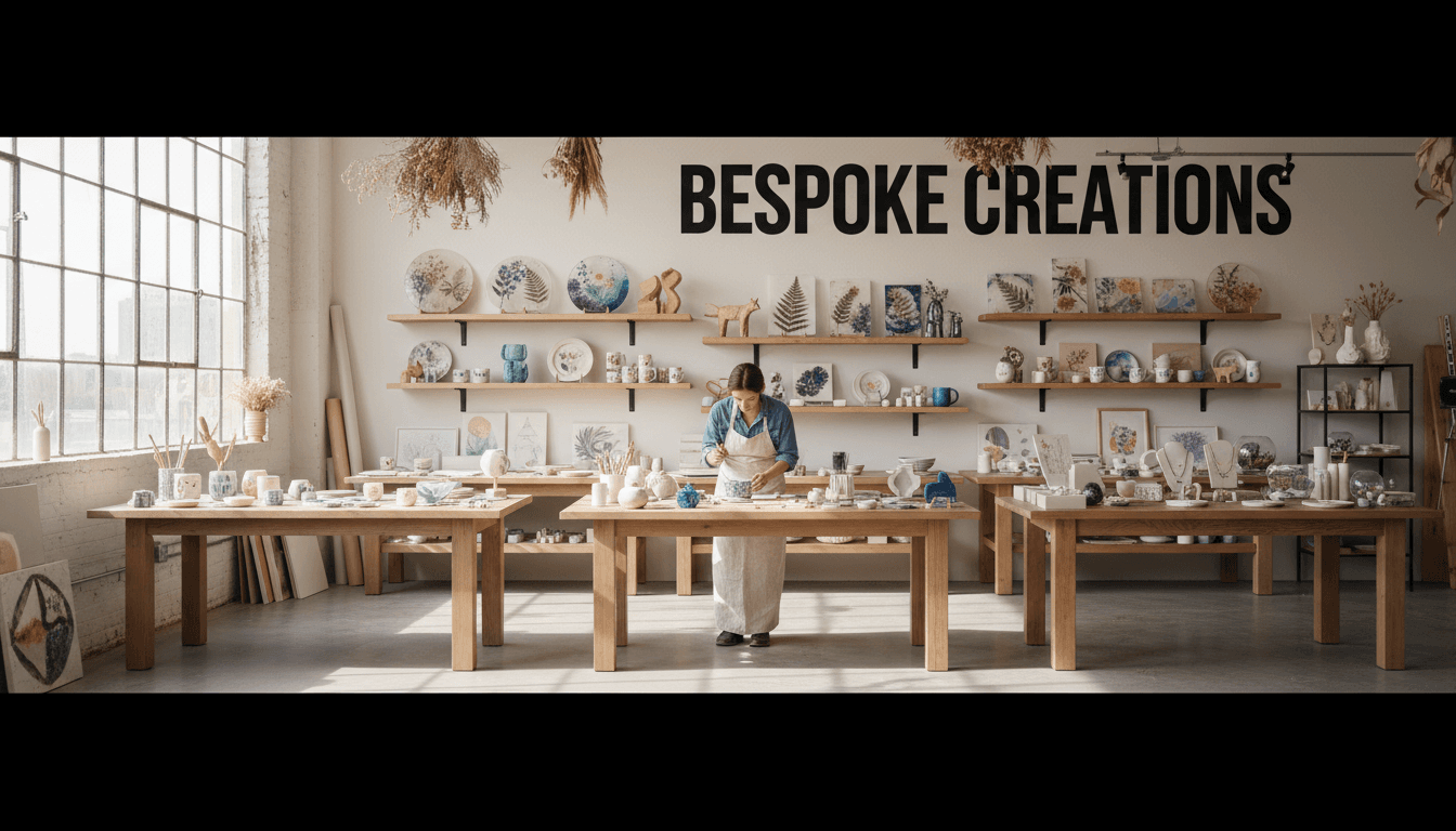 Workbench with gift-making tools and materials